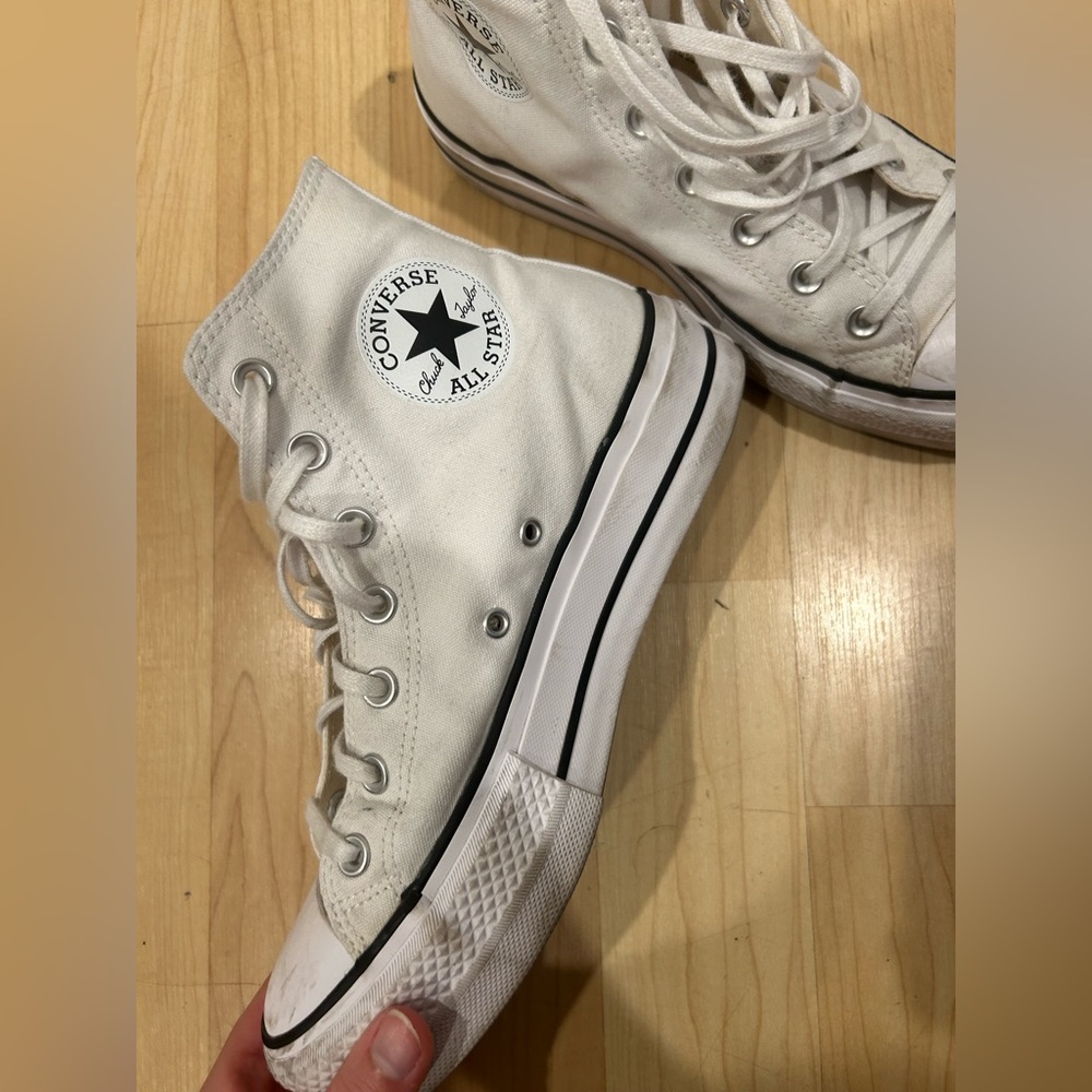 White high top platform converse